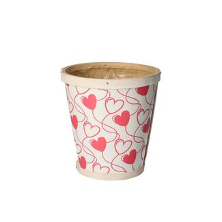 4A Wooden Flower Pot “Hearts” | Colour: White and Red | Diameter 13 centimetre | Height 14 centimetre | Per 10 flower pots