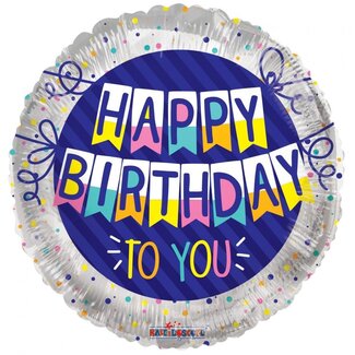 4A Party! Ballon “Happy Birthday” | Kleur: Gemengde Kleuren | Diameter 45 centimeter | Per 10 ballonnen