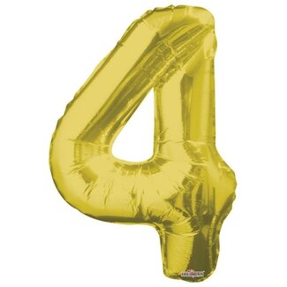 4A Party! Balloon Number 4 | Colour: Gold-coloured | Height 85 centimeter | Per balloon