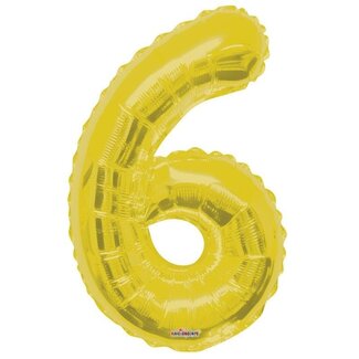 4A Party! Ballon Nummer 6 | Kleur: Goudkleurig | Hoogte 85 centimeter | Per ballon