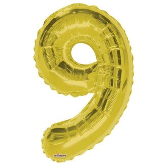 4A Party! Balloon Number 9 | Colour: Gold-coloured | Height 85 centimeter | Per balloon