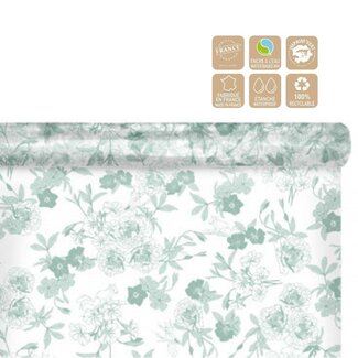 4A Foil on roll Flower pattern “Foresty” | Colour: Green | Width 80 centimeter | Length 100 meter | Per roll