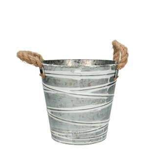 4A Zinken Bloempot Plantenpot “Brent” | Kleur: Grijs | Diameter 16 centimeter | Hoogte 15 centimeter | Per 10 bloempotten