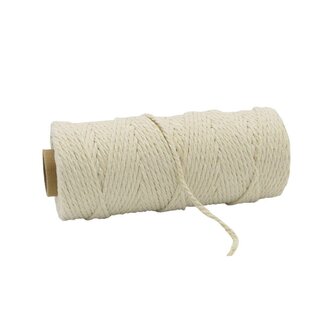 4A Macramé Katoen Draad Touw | Kleur: Crèmekleurig | Diameter 3 millimeter | Lengte 100 meter | Per rol