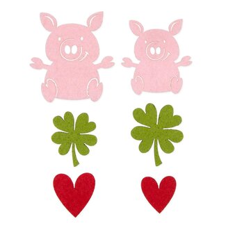4A Decoration Pig / Heart | Colour: Mixed Colours | Length 2.5 - 6 centimeter | Per 24 pieces