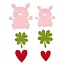 Decoration Pig / Heart | Colour: Mixed Colours | Length 2.5 - 6 centimetre | Per 24 pieces