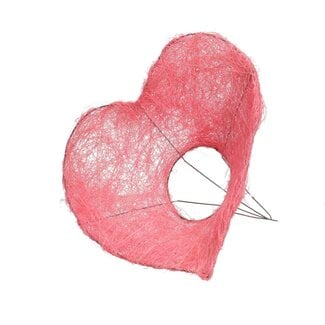 4A Sisal Boekethouder Hart | Kleur: Roze | Diameter 25 centimeter | Per 10 boekethouders