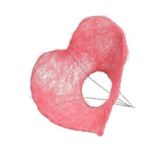 4A Sisal Straußhalter Herz | Farbe: Rosa | Durchmesser 25 centimeter | Pro 10 Straußhalter
