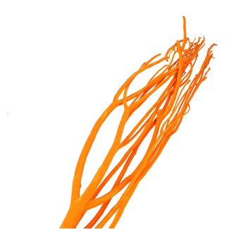 4A Gedroogde Mitsumata vlok Takken | Kleur: Oranje | Droogdecoratie | Lengte ± 115 centimeter | 3 takken per bos | Per bos
