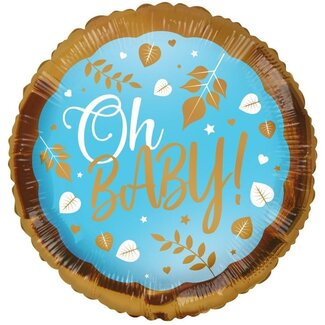 4A Party! Ballon Eco “Oh Baby!” | Kleur: Blauw | Diameter 45 centimeter | Per 10 ballonnen