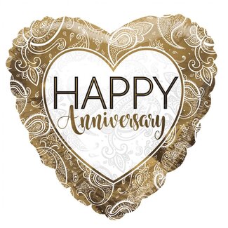 4A Party! Balloon Eco “Happy Anniversary” | Colour: Gold-coloured | Diameter 45 centimeter | Per 10 balloons
