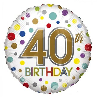 4A Party! Balloon Eco “40th Birthday” | Colour: Mixed Colours | Diameter 45 centimetre | Per 10 balloons