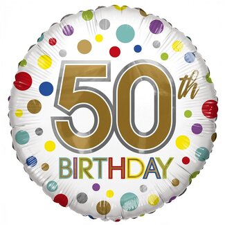 4A Party! Eco Balloon “50th Birthday” | Colour: Mixed Colours | Diameter 45 centimetre | Per 10 balloons