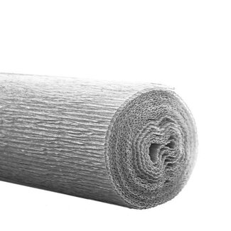 4A Crepepapier op rol | Kleur: Zilverkleurig | Breedte 50 centimeter | Lengte 2.5 meter | Per 5 rollen