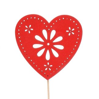 4A Flower Heart Pick | Colour: Red | Diameter 8 centimeter | Length pick ± 10 centimeter | Per 25 picks