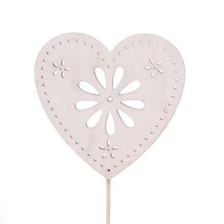 4A Flower Heart Pick | Colour: Natural White | Diameter 8 centimeter | Length of pick ± 10 centimeter | Per 25 picks