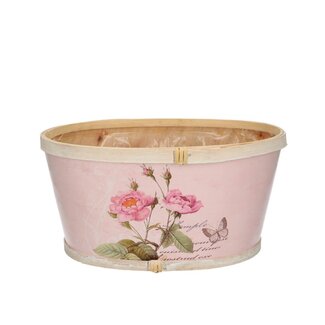 4A Wooden Flowerpot Planter "Roses" | Colour: Pink | Length 22 centimetre | Width 18 centimetre | Height 11 centimetre | Per 10 planters