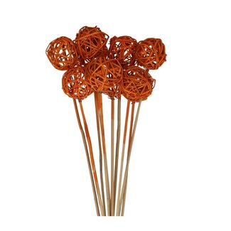 4A Rattan Bal on stick | Colour: Orange | Brunch ball pick | Diameter 5 centimetre | Length ± 50 centimetre | Per 10 picks