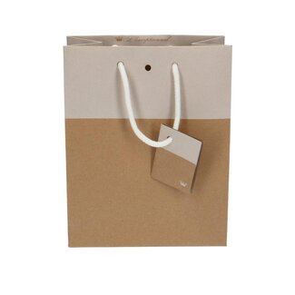 4A Tweekleurige Cadeautassen | Kleur: Natuurlijk Wit | Lengte 10 centimeter | Breedte 18 centimeter | Hoogte 22 centimeter | Per 10 tassen