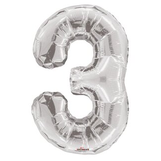 4A Party! Ballon Nummer 3 | Kleur: Zilverkleurig | Hoogte 85 centimeter | Per ballon