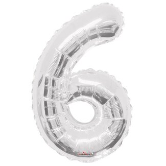 4A Party! Balloon Number 6 | Colour: Silver-coloured | Height 85 centimeter | Per balloon