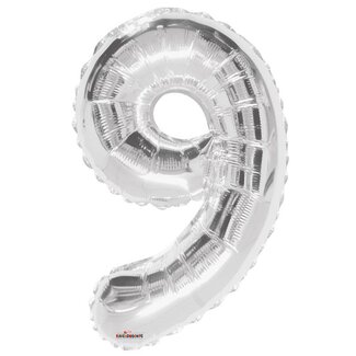 4A Party! Balloon Number 9 | Colour: Silver-coloured | Height 85 centimeter | Per balloon