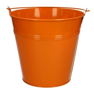 4A Zinken Emmertje Bloempot Plantenpot | Kleur: Oranje | Diameter 20 centimeter | Hoogte 18.5 centimeter | Per 5 emmertjes