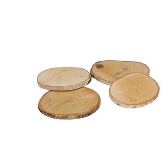4A Gedroogde Berken Houtschijven | Kleur: Bruin | Diameter 9 centimeter | Dikte 10 millimeter | Per 10 schijven