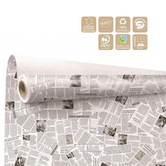 4A Papier op rol “News” | Kleur: Zwart en Wit | Breedte 80 centimeter | Lengte 40 meter | Per rol