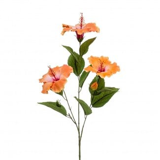 4A Hibiscus artificial flower | Colour: Orange | Hibiscus artificial flowers | Length ± 82 centimetre | Per 3 artificial flowers