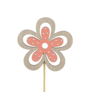 4A Flower Yuki stem pick | Colour: Salmon-coloured | Flower diameter 6 centimetre | Stem pick length ± 10 centimetre | Per 25 stem picks
