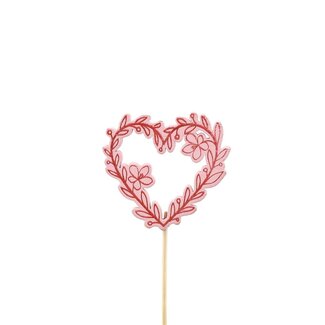 4A Heart Romeo cocktail pick | Colour: Pink | Length cocktail pick ± 12 centimeter | Diameter heart 6 centimeter | Per 24 cocktail picks