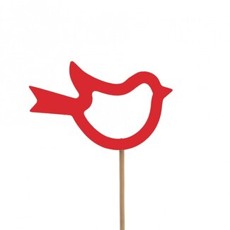 4A Vogel Nayeli Bijsteker | Kleur: Rood | Diameter vogel 8 centimeter | Lengte bijsteker ± 50 centimeter | Per 25 bijstekers
