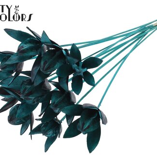 QC Wilde Lelie zaadpeul op stok | Kleur: Turquoise | Lengte bijsteker ± 50 centimeter | Per 10 bijstekers