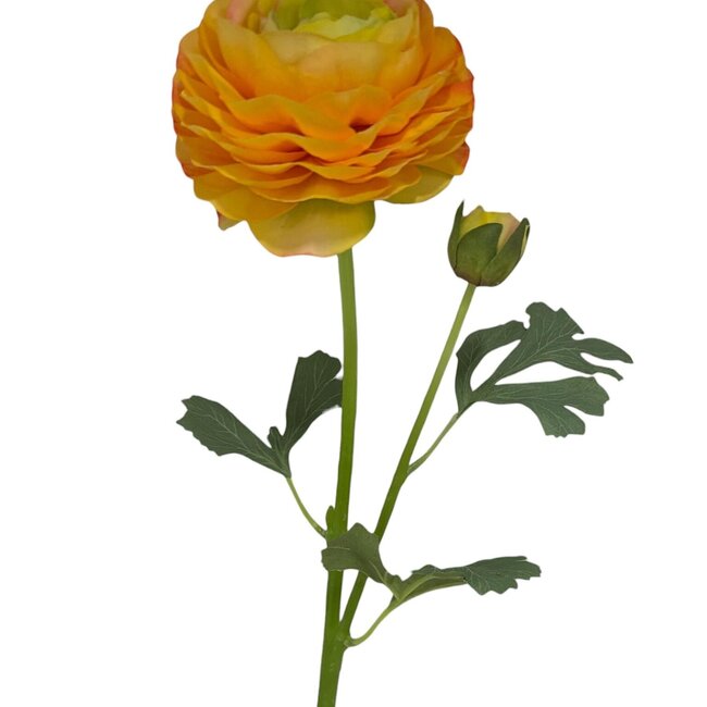 Ranunculus Artificial Flower | Colour: Yellow-orange | Ranunculus artificial flowers | Length ± 45 centimetre | 2 flower heads per stem | Per piece