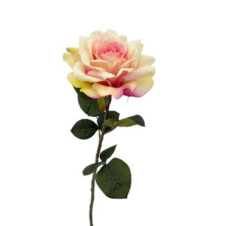 Arti Flora Rose Artificial Flower | Colour: Pink White | Roses artificial flowers | Length ± 70 centimetre | Per piece