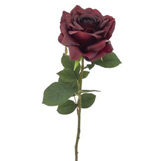 Arti Flora Rose Artificial flower | Colour: Dark Bordeaux red | Roses artificial flowers | Length ± 70 centimetre | Per piece