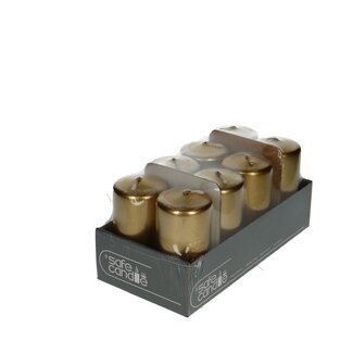 4A Pillar candle “Safe Candle” | Colour: Gold-coloured | Diameter 6 centimeter | Height 12 centimeter | Per 8 candles