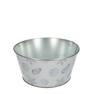 4A Zinc Tray Flowerpot Plant pot Ocean | Colour: Natural White | Diameter 18 centimeter | Height 10 centimeter | Per 12 trays