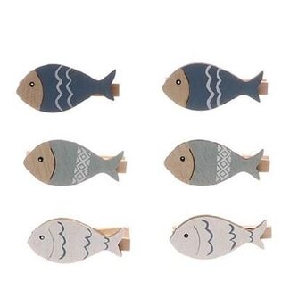 4A Decorative Peg Fish | Colour: Mixed Colours | Diameter 5 centimetre | Per 6 pegs