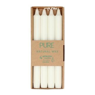 4A Table candle Eco | Colour: Natural White | Diameter 2.3 centimeter | Length 25 centimeter | Per 4 candles