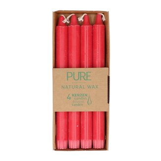 4A Table candle Eco | Colour: Red | Diameter 2.3 centimeter | Length 25 centimeter | Per 4 candles