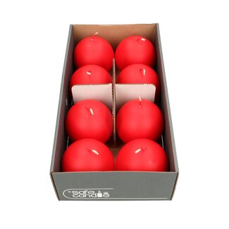 4A Rustic Ball Candle | Colour: Red | Diameter 8 centimeter | Per 8 candles