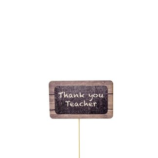 4A Kraft Paper "Thank You Teacher" Pick | Colour: Brown | Diameter 6 centimeter | Length ± 50 centimeter | Per 25 picks