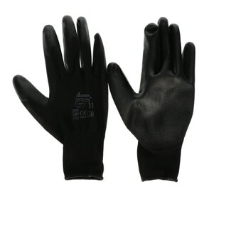 4A Floristry Gloves PU Size (09) L | Colour: Black | Per 12 pairs