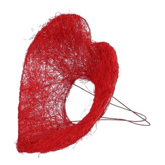 4A Bouquet holder Heart Sisal | Colour: Red | Diameter 20 centimeter | Per 10 bouquet holders