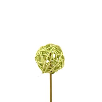 4A Bruceball Rotan Bal Bijsteker | Kleur: Lichtgroen | Lengte 12 centimeter | Diameter 5 centimeter | Per 24 bijstekers