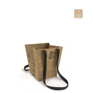 4A Cadeautasjes “Elegant News” | Kleur: Bruin | Lengte 12 centimeter | Breedte 13 centimeter | Hoogte 18 centimeter | Per 10 tassen