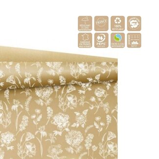 4A Papier op rol "Botanical" | Kleur: Bruin Natuurlijk Wit | Breedte 80 centimeter | Lengte 25 meter | Per rol