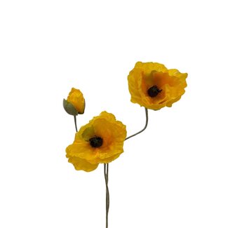 Arti Flora Yellow Papaver Artificial Flower | Length ± 75 centimetre | Papaver Somniferum Artificial flowers | Per  artificial flower